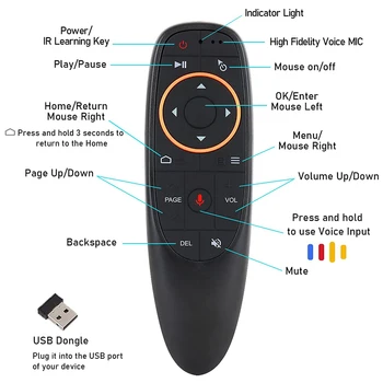 Naujas nuotolinio valdymo balsu valdymas G10S Smart Air Mouse 2.4G nuotolinio valdymo pultas Belaidis giroskopo infraraudonųjų spindulių mokymasis, skirtas Android TV Box