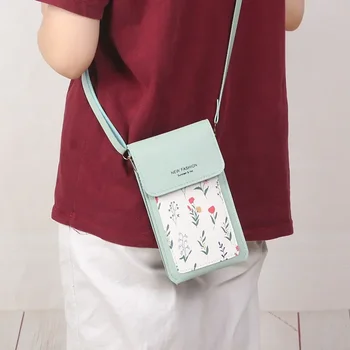 Naujas odinis jutiklinis ekranas Mobiliojo telefono krepšys Merginos Vieno peties skersinis krepšys Kompaktiškas mini spausdintas krepšys