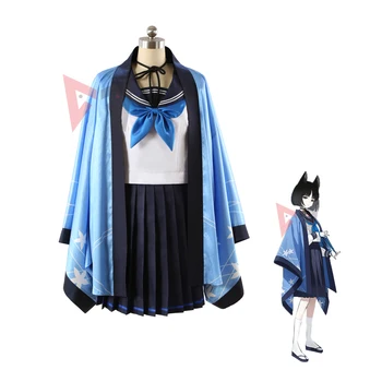 Naujas žaidimas Mėlynas archyvas Kikyou Sailor Cosplay kostiumas Haori marškinių sijonas Peteliškės rinkinys žaidimų vakarėliui pagal užsakymą