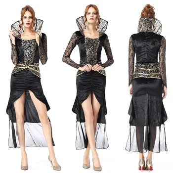 Nauji Helovino scenos spektaklio kostiumai Piktoji ragana karalienė Vampyro kostiumas Suaugusiųjų pjesės kostiumas