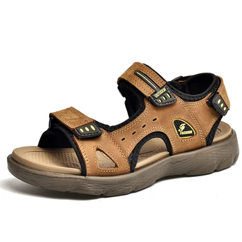 Nauji vasaros vyrai Natūralios odos sandalai Klasikiniai laisvalaikio batai Vyrai Lauko paplūdimio sandalai Romos vasaros vyriški vandens batai 38-46 dydis