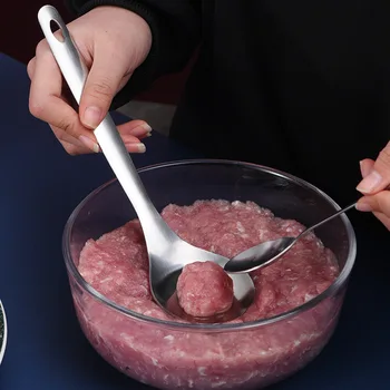 Nelipnus kūrybinis mėsos kukulių gamintojas šaukštas mėsos baleris su elipsiniu nuotėkio skylute Mėsos rutulio formos virtuvės indų įtaisas Mėsos įrankis