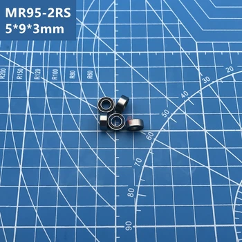 nemokamas pristatymas 10vnt ABEC-5 MR95-2RS (5*9*3 mm) Miniatiūriniai MR95-2RS Gilaus griovelio rutuliniai guoliai MR95 2RS su juodu sandariu L-950DD