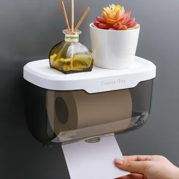 Neperšlampama audinių dėžutė Perforuota nemokama tualetinio popieriaus laikiklis Mobiliojo telefono laikymo lentyna Ritininio popieriaus laikiklis Vonios reikmenys