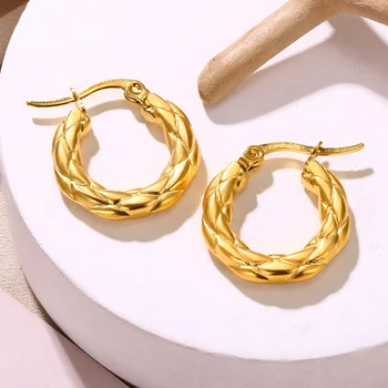 Nerūdijančio plieno apvalūs auskarai moterims Klasikiniai aukso spalvos auskarai Geometrija Pavasario papuošalai Kalėdų dovana 2023 Nauja
