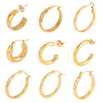 Nerūdijančio plieno auskarai Big Gold Color Hoop auskarai moterims 