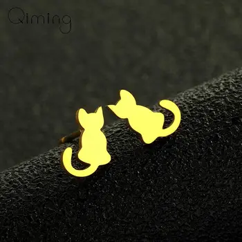 Nerūdijančio plieno kačių auskarai Moterys Vyrai Animacinis filmas Gražūs papuošalai Juokinga dovana vaikams Auskarų dovana