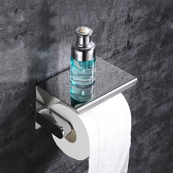 Nerūdijančio plieno tualetinio popieriaus laikiklis Vonios kambario sieninis laikiklis WC popierinis telefonas Laikymo laikiklis Stovas Rankšluosčių ritininė lentyna Vonios kambario aksesuarai