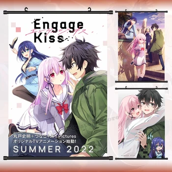 New Anime Engage Kiss Ogata Shu Yugiri Ayano Kisara Cosplay HD Wall Scroll Roll Painting Plakatas Kabantis paveikslėlių plakatas Meno dovana