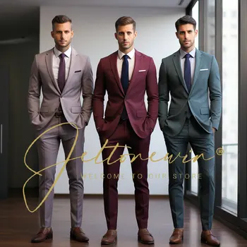 New Arrival Terno Masculino Slim Fit Blazers Groom Suits For Men Boutique Fashion Wedding Jacket Pants Costume Homme