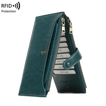 New Fashion Retro Trend Net Red Matching Solid Color Anti-magnetic Wallet Female Multi-Card Mobile Phone Bag Large Talpa