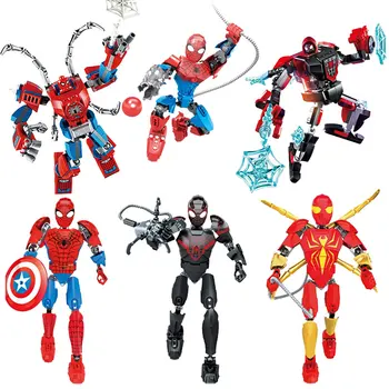 New Iron Man Building Blocks Hulk Captain America Spiderman Deadpool Thanos Movie Hero Kids Assembled Model Building Block Žaislai