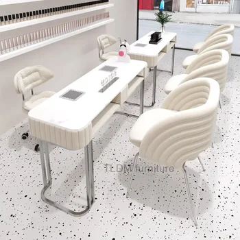 Nešiojami nagų stalo nagų salono profesionalai Modernus balto manikiūro stalo dulkių surinkėjas Mesa De manikiūro nagų baldai MQ50NT