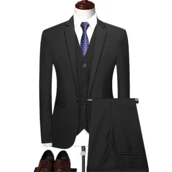 Nice vyriško kostiumo švarko kelnės Liemenė trijų dalių komplektas Kiniško stiliaus siuvinėjimas Bšvarkas Švarkas Kelnės Kelnės Liemenė Szie M-4XL