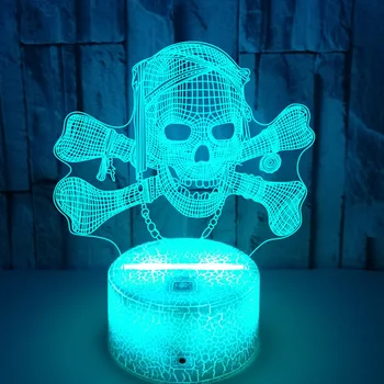 Nighdn Skull Night Light Bar KTV dekoravimas LED 3D iliuzijos lempos spalva keičia atmosferą Šviesos Helovino dovana berniukams vyrams