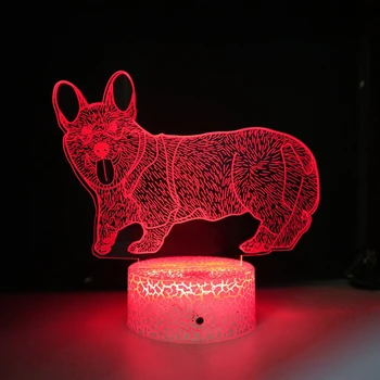 Nighdn Wolf 3D iliuzinė lempa LED naktinė lemputė miegamajame Naktinio staliuko dekoravimas Naktinis apšvietimas Gimtadienio dovana vaikams