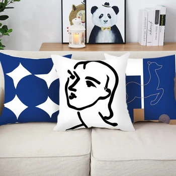 Nordic Naujas abstraktus geometrinis gėlių pagalvės užvalkalas Namų sofos pagalvėlės užvalkalas Ins Paprastas miegamasis Viešbutis Automobilinės kėdutės dekoravimas 45*45cm