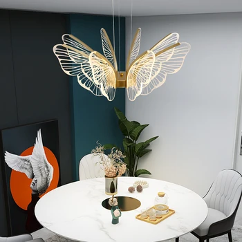 Nordic Simple Wing LED šviestuvas Modernus drugelio svetainės pakabinamas šviestuvas miegamojo virtuvė Kūrybingas auksinis skaidrus akrilas