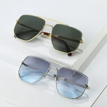 NYWOOH Vyrai Metaliniai kvadratiniai akiniai nuo saulės Retro prekės ženklo dizaineris Dvigubos šviesos akiniai nuo saulės Moterys Lauko kelionių pavara Akiniai Atspalviai UV400