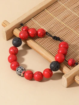 OAIITE 10mm raudonos pušies apyrankės virvė rankų darbo austa natūralaus akmens apyrankė Yoga Reiki Healing Balance meditacijos dovana