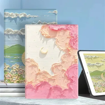 Oil Painting Moon Rabbit Cloud Case, skirtas Xiaomi Redmi Pad SE 11 10.6 MI Pad 6 Max 5 Pro 11 colių planšetinių kompiuterių dėklai Silikoninis galinis dangtelis