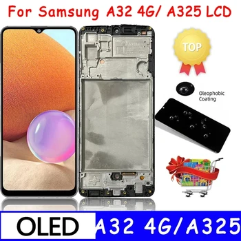 OLED skirta Samsung A32 4G LCD A325F SM-A325F/DS ekranas Jutiklinis skaitmeninimo priemonės komplektas, skirtas Samsung A325 LCD