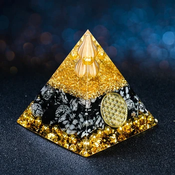 Orgonito piramidė Natūralus obsidiano kristalų gijimo energijos generatorius Reiki čakra EMF apsaugos meditacijos įrankis Namų dekoravimas
