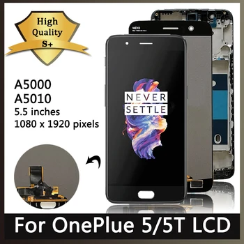 Originalus AMOLED, skirtas OnePlus 5T/5 LCD ekranui Jutiklinio ekrano skaitmeninimo įrenginys One Plus 5/5T LCD 1+5 1+5T A5000 A5010 ekrano rėmelis