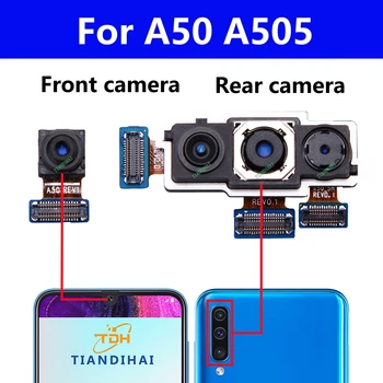 Originalus galinės pagrindinės kameros modulis, skirtas Samsung Galaxy A50 A505 A505F A505F / DS galinė priekinė asmenukė, nukreipta į plačią kamerą Flex kabelis