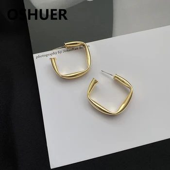 OSHUER Fashion Korean Jewelry New Gothic Gold Plated C-shape Hoop auskarai Moters vakarėliui