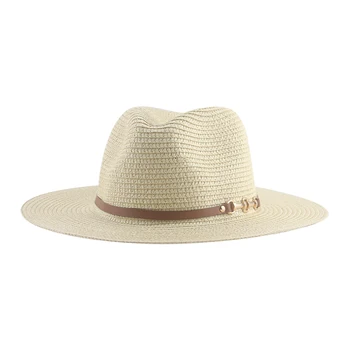 Paplūdimio skrybėlės Skrybėlės moterims Vasaros šiaudinės kepurės nuo saulės vyrams Panamos diržas Atsitiktinis Oficialus Chaki Juoda Smėlio skrybėlė Nauja шляпа женская летняя