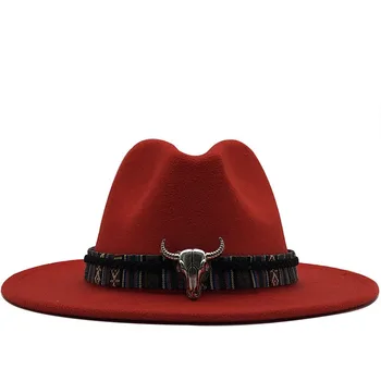 Paprasta Fedora skrybėlė Moterys Prabangus Patchwork Juodas raudonas Vyrai Trilby Panama Kepurė Fedoras Vakarėlis Vestuvės Sombreros De Mujer