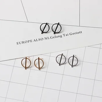 Paprastas kūrybinis dizainas Geometriniai apvalūs auskarai moterims Korėjietiški maži ausų smeigtukai Brincos ausų papuošalų dovana RY38