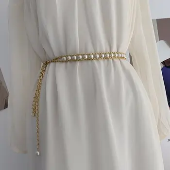 Paprastas saldaus lydinio omarų užsegimas Korėjos moteriškas perlas Juosmens diržas Juosmens grandinė Diržo priedai Juosmens juosta