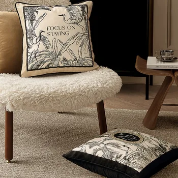 Paukščių pagalvės Džiunglių pagalvės dėklas Dramblio kaulo juodas dekoratyvinis pagalvės užvalkalas sofai 43x43 53x53 Art Svetainės namų dekoravimas