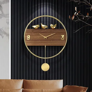 Paukščių sieninis laikrodis Namų dekoras Mediniai sieniniai laikrodžiai Modernaus dizaino šiaurietiško gyvenimo kambario dekoravimas Didelis laikrodis Reloj De Pared 3d Grande