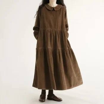 Pavasario rudens moterys laisvos saldaus stiliaus ilga korduory suknelė , Moteris Rudens suknelės