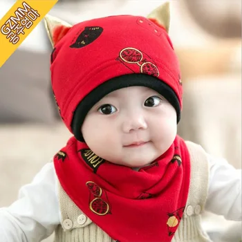 Pavasaris ir ruduo beanie kūdikis medvilninė megztinė kepurė trikampis rankšluosčių rinkinys vaisiaus kepurė naujagimio kepurė miego kepurė kūdikio kepurė