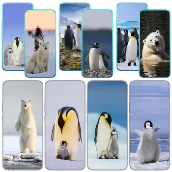 Penguin White Bear Spheniscidae Telefono korpusas, skirtas Realme C35 C55 C30S 10 9 Pro Plus + Narzo 50 5G 50i Pro+ C20 dangtelio dėklas