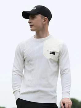 PGM golfo vyrų rudens ir žiemos megztinis šiltas apvalus kaklas avių vilna megzti marškiniai drabužių skydelis kišeniniai drabužiai Golfo reikmenys