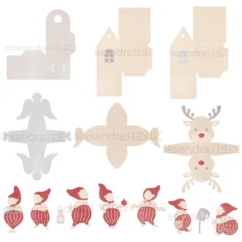Piggy Craft metalo pjovimo štampai supjaustyti štampo pelėsiai Nauja kalėdinė dėžutė Gnomes Scrapbook popieriaus amatų peilis pelėsių ašmenų perforavimo trafaretai