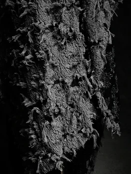 Pilka ir juoda gėlių pakraščiai Žakardo tekstūros audinys Kūrybingi aukščiausios klasės viršutiniai sijonai Plunksnos Drabužiai Dizainerių audiniai