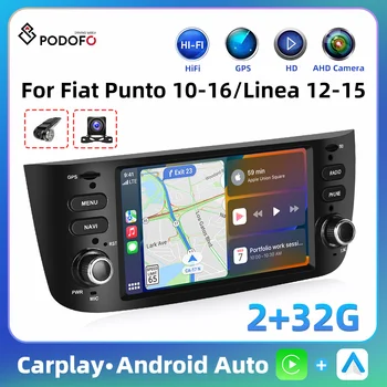 Podofo Android 11 Carplay automobilinis stereofoninis 6,2 colio 2+32GB fiat punto 10-16/linea 12-15 GPS BT USB multimedijos vaizdo grotuvas