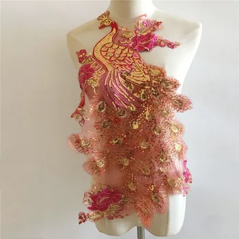 Ponios Namai Mados meno drabužiai Aukso siūlai Siuvinėjimai Blizgučiai Siuvimas Povo plunksna Tekstilinė suknelė Aplikacijos audinys
