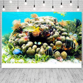 Povandeninis pasaulis Fonas Jūros vėžlys Vandenynas Dugno žuvys Koralų kūdikio gimtadienis Akvariumas Fotografija Fono dekoravimo plakatas