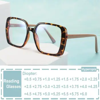 Prabangūs vintažiniai skaidrūs negabaritiniai kvadratiniai skaitymo akiniai Moterys Kompiuterio akiniai Anti Mėlyna šviesa Akiniai Presbiopija Akiniai