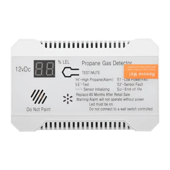 propano detektorius 12V SND gamtinių dujų jutiklio nuotėkio signalizacija 85DB sirena automobiliui RV namų skaitmeninis propano testerio matuoklis (baltas)