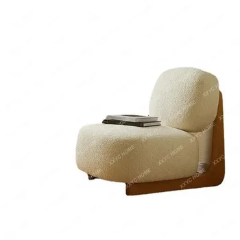 Qiji Lounge sofos kėdė Medžio masyvo alpakų vilna/pluoštas Svetainė Vienas fotelis Miegamojo grindų kėdė