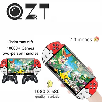 QZT Retro delninė žaidimų konsolė 7 colių HD ekranas įmontuotas 20000+ klasikinių žaidimų garso ir vaizdo žaidimų AV grotuvas palaiko dvigubas rankenas