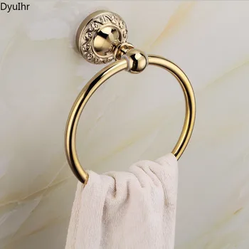 Rankšluosčių žiedas apvalus nerūdijančio plieno rankšluosčių pakabinimo žiedas europietiško stiliaus rankšluosčių kabykla auksinis retro rankšluosčių žiedas vonios kambario įrangos pakabukas